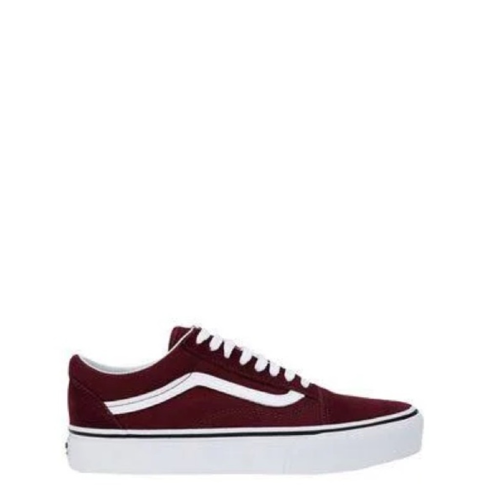 Vans Maroon and White Old Skool Platform Sneakers 6.5